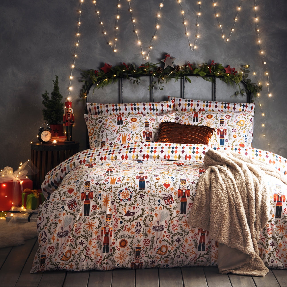 Riva Home Nutcracker Christmas Duvet Cover Set White