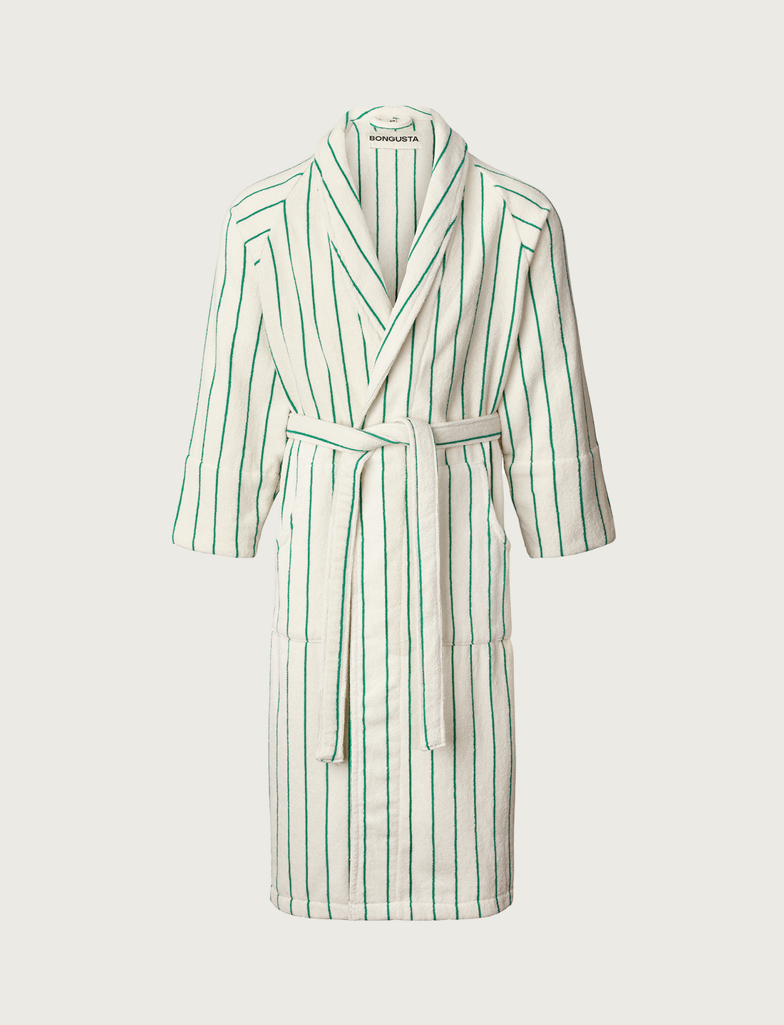 Naram Bathrobe - Pure White & Grass