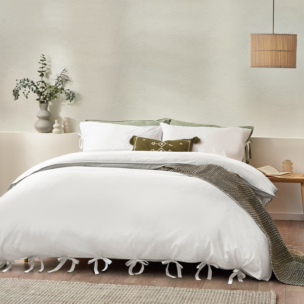 Riva Home Mallow Bow Tie Duvet Cover Set Linen
