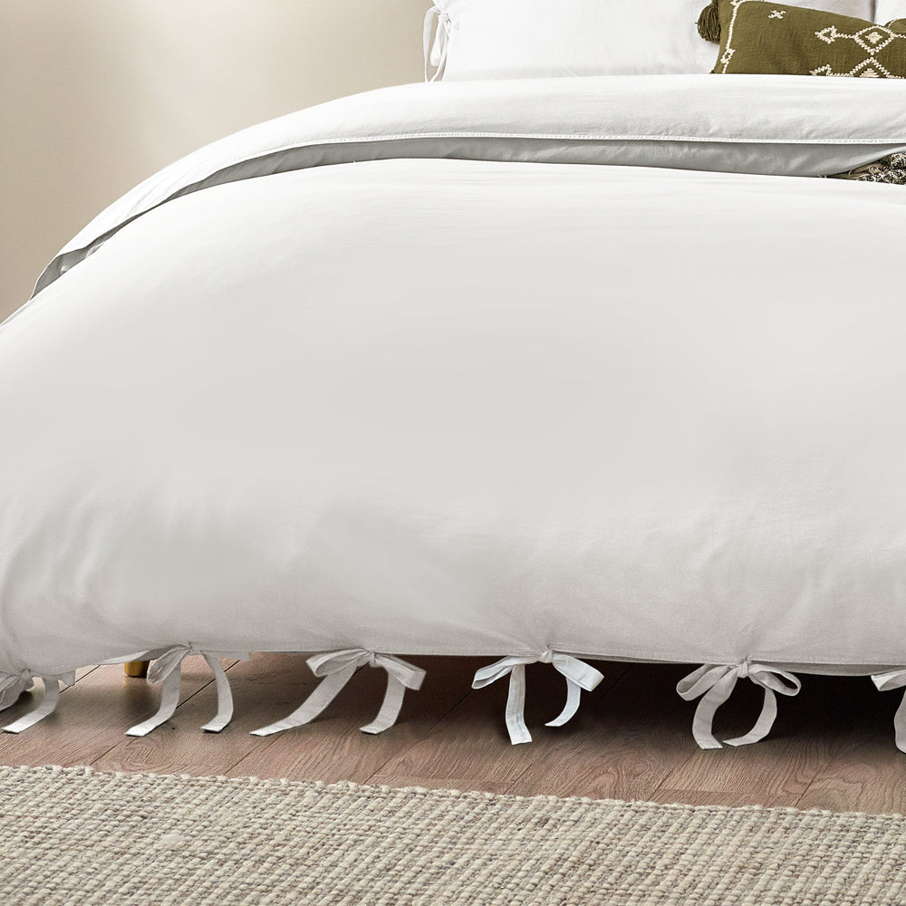 Riva Home Mallow Bow Tie Duvet Cover Set Linen