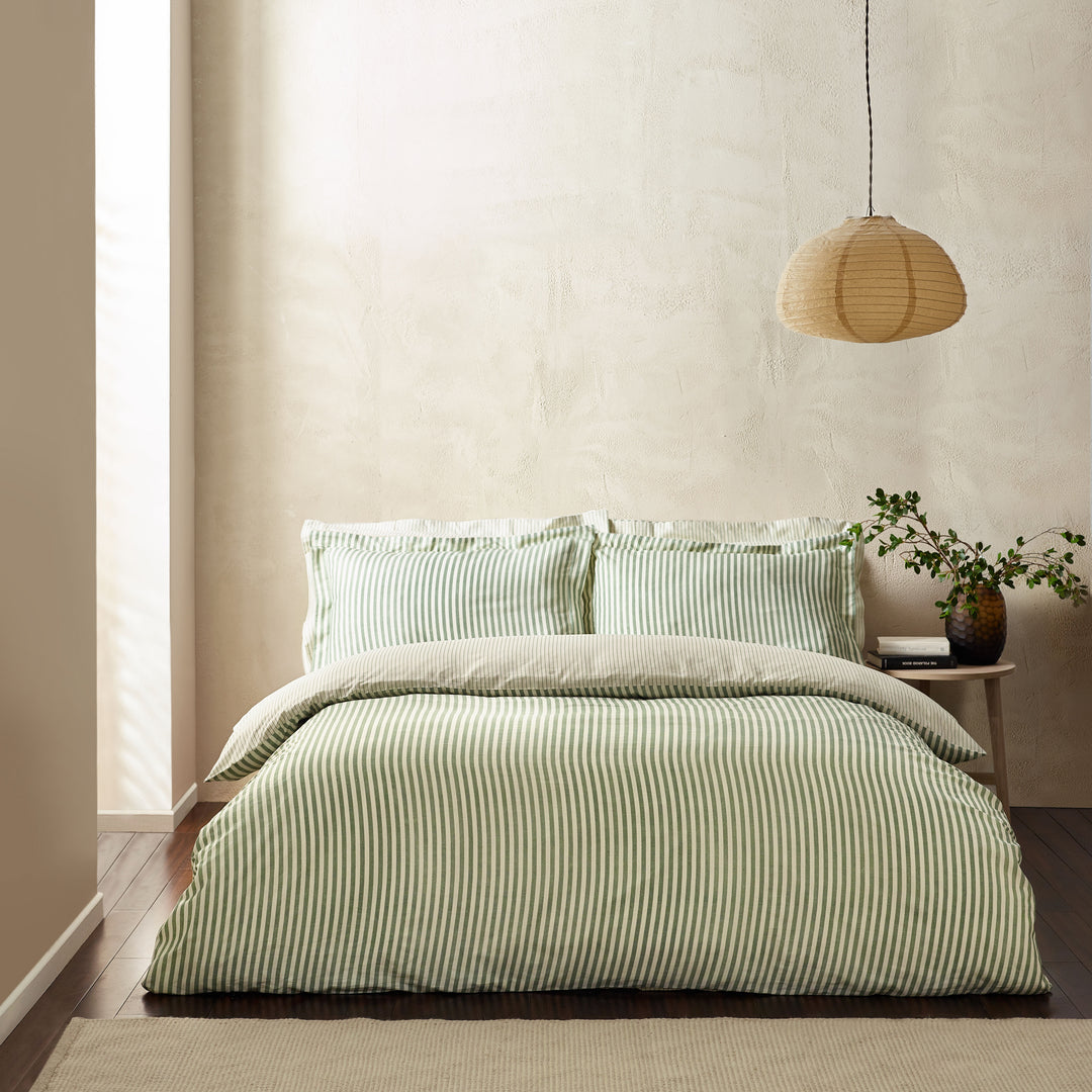 Riva Hebden Mélange Stripe 100% Cotton Duvet Cover Set Super King
