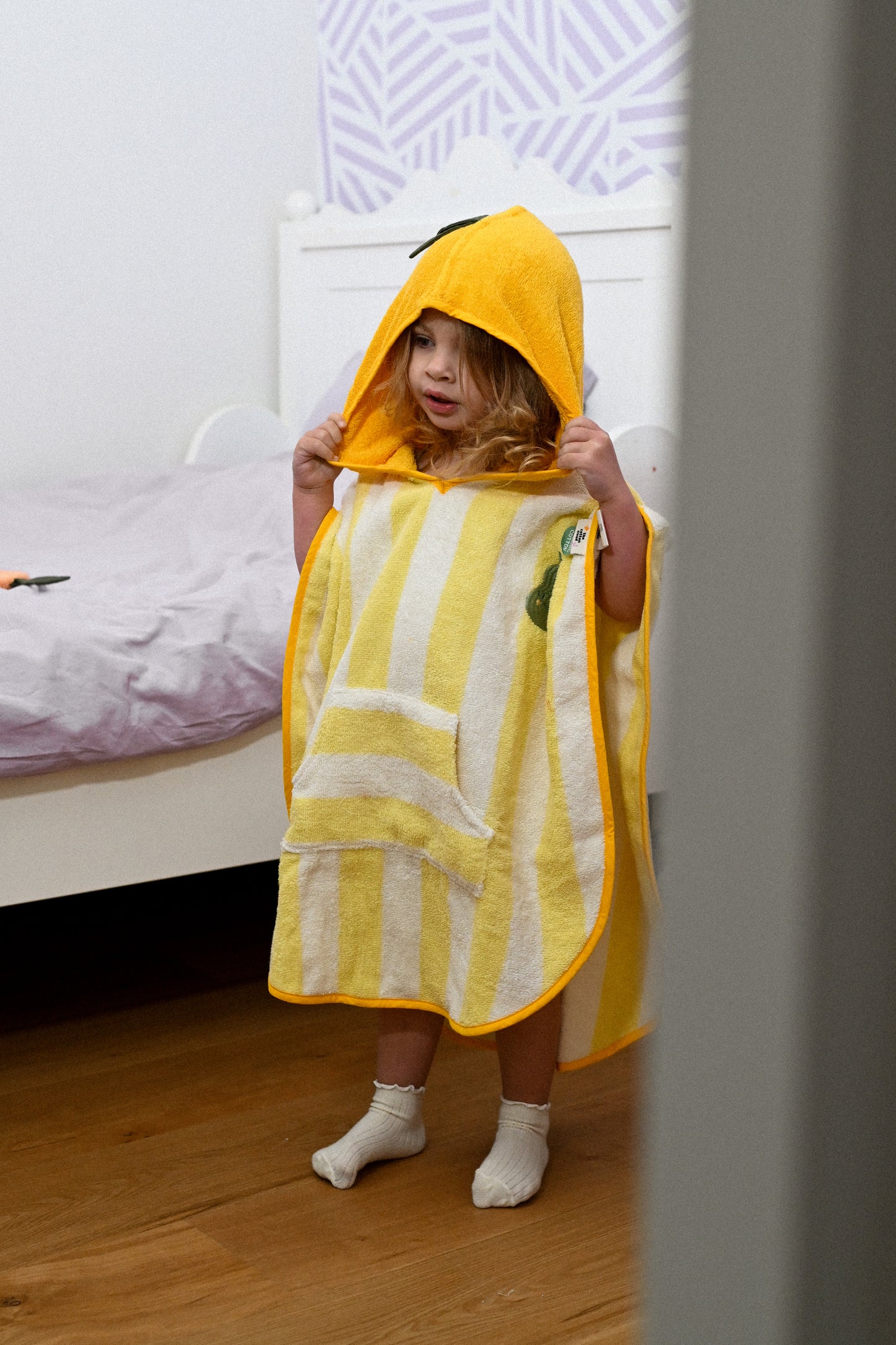 Cotton Cloud Hooded Poncho Pedro Pear