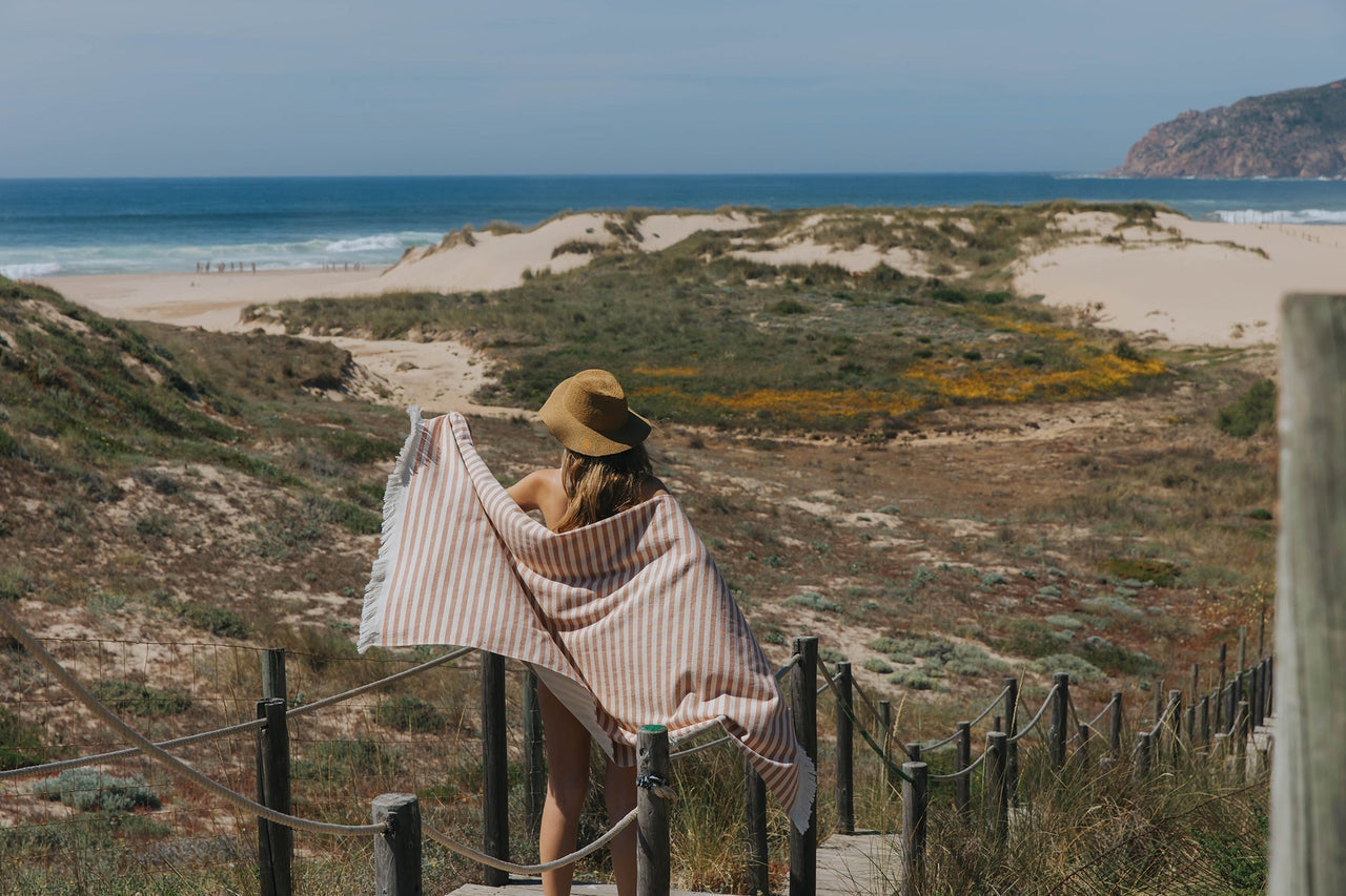 Torres Novas Beige Barra beach towel