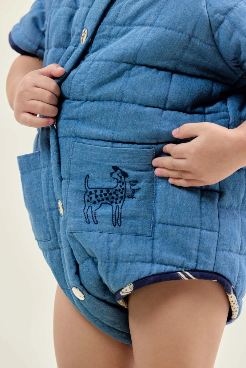 Apaches Dadi romper chambray