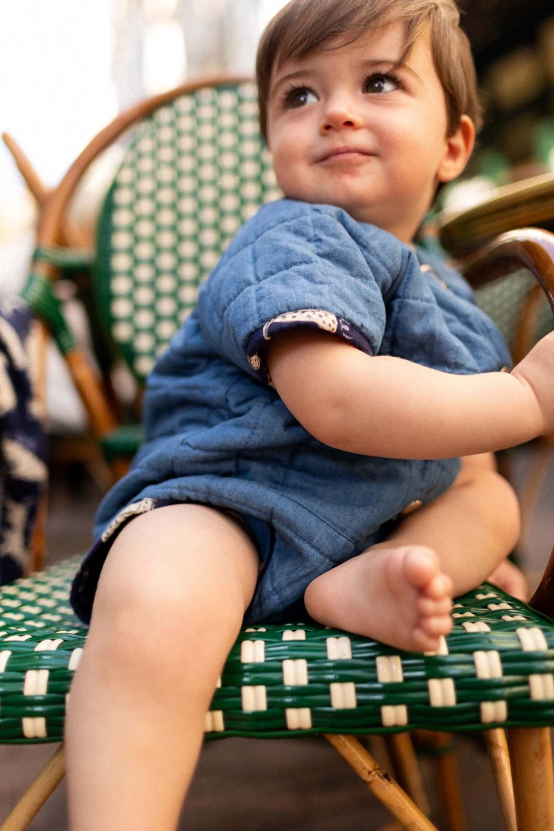 Apaches Dadi romper chambray
