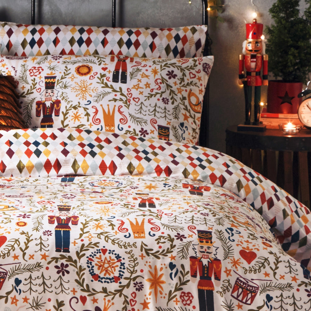 Riva Home Nutcracker Christmas Duvet Cover Set White