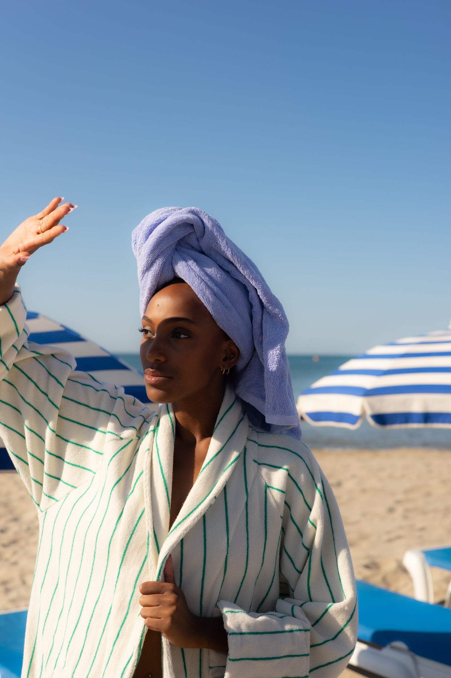 Naram Bathrobe - Pure White & Grass