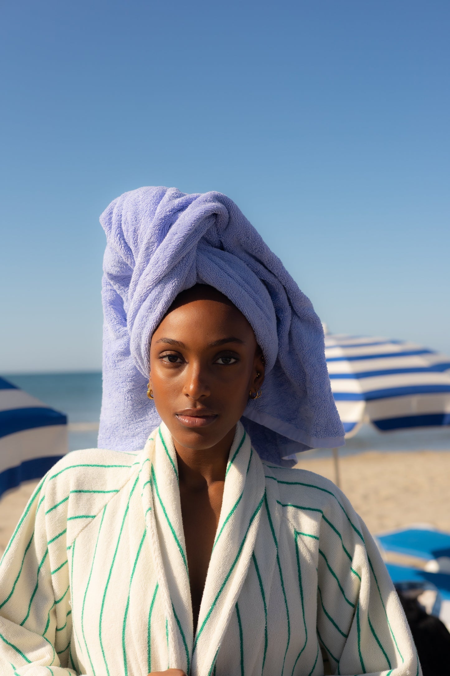 Naram Bathrobe - Pure White & Grass