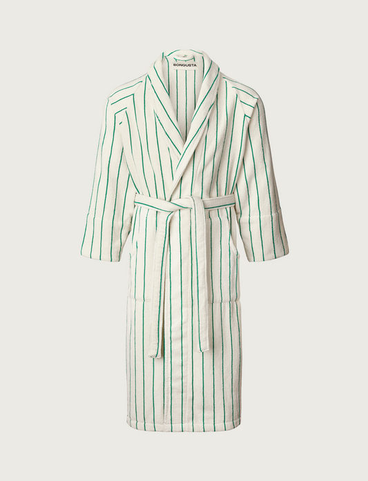 Naram Bathrobe - Pure White & Grass