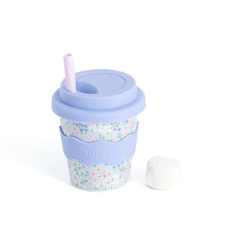 Blue Floral Babychino Cup 4oz (Straws Sold Separately)