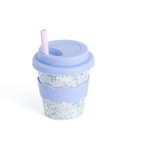Blue Floral Babychino Cup 4oz (Straws Sold Separately)