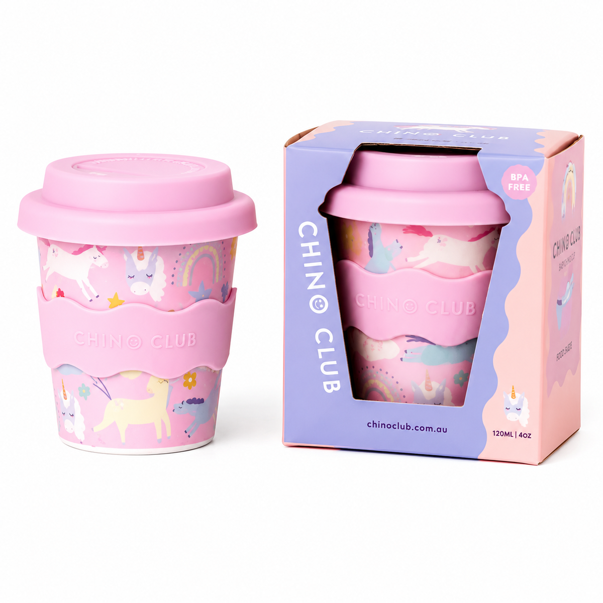 Pink Unicorn Babychino Cup 4oz (Straws Sold Separately)