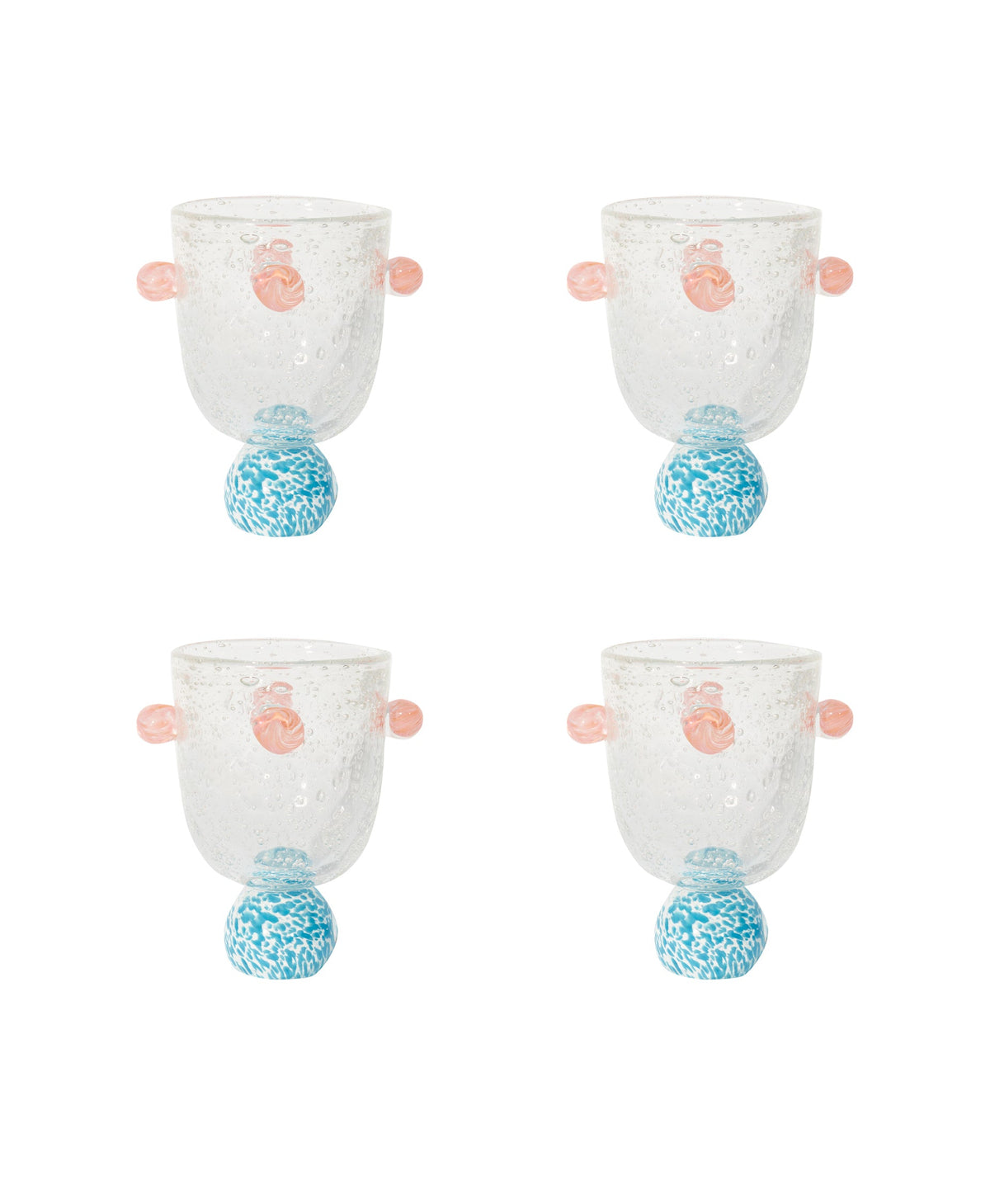Laetitia Rouget Set of 4  dotty blue Glass