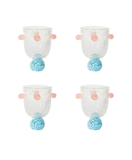 Laetitia Rouget Set of 4  dotty blue Glass